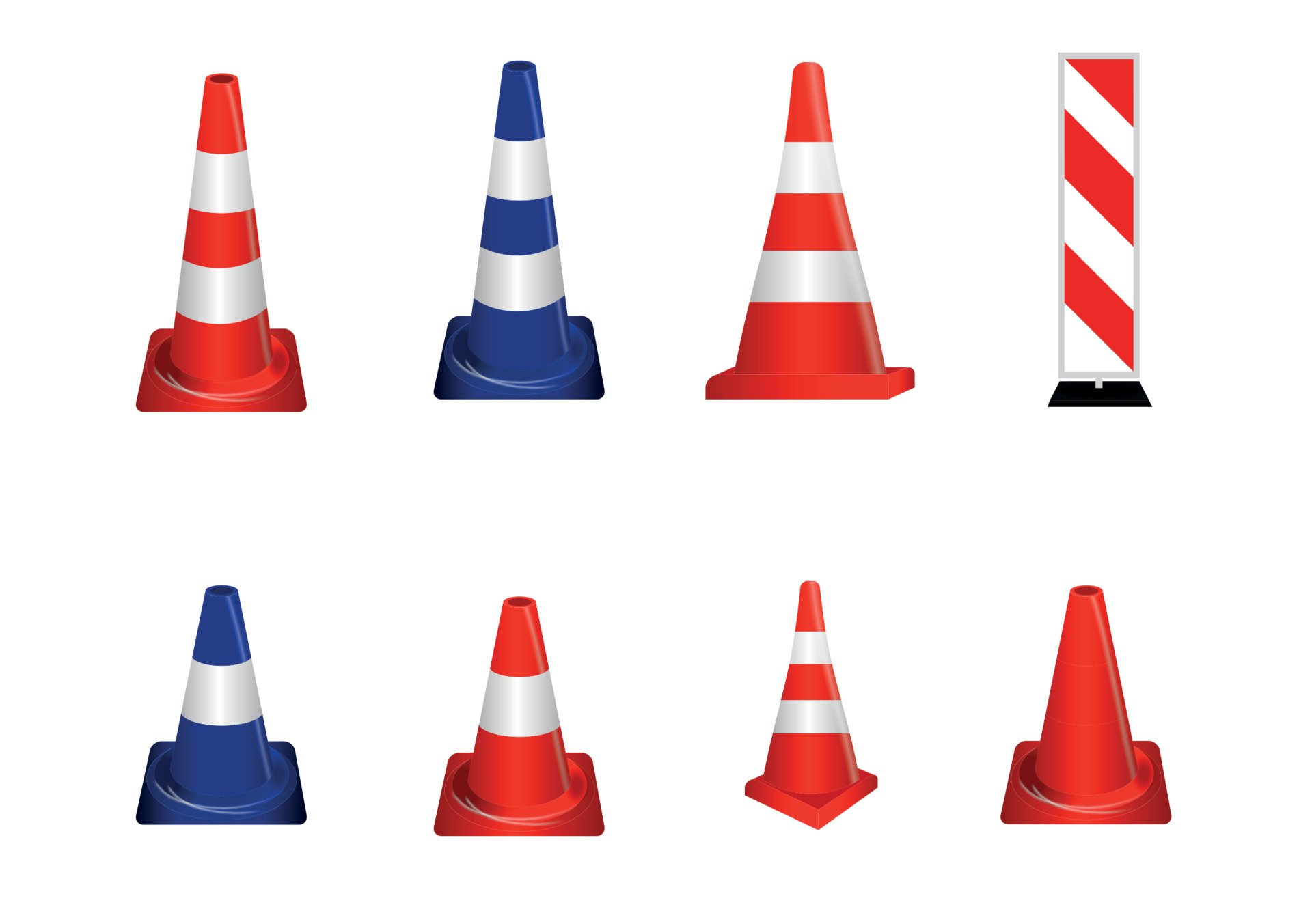 Set of Road signs. Orange Badge guardrails on transparent background. Vector Illustration