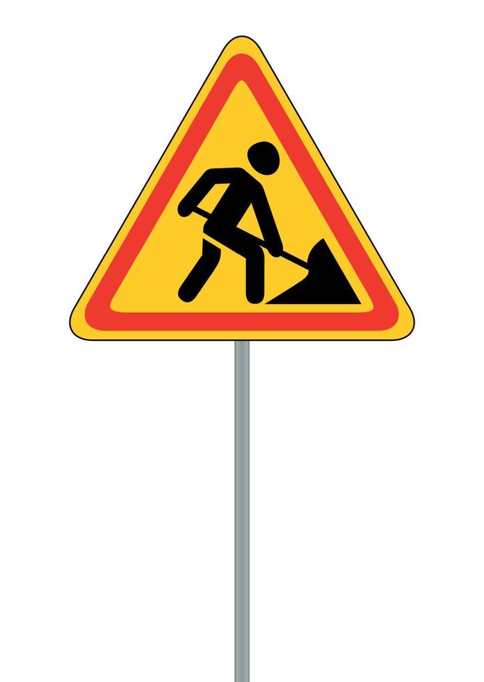 Road signs. Roadworks. Vector Illustration on White