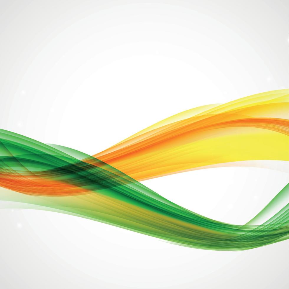 Abstract Green and Orange Wave on White Background. Vector Illustration