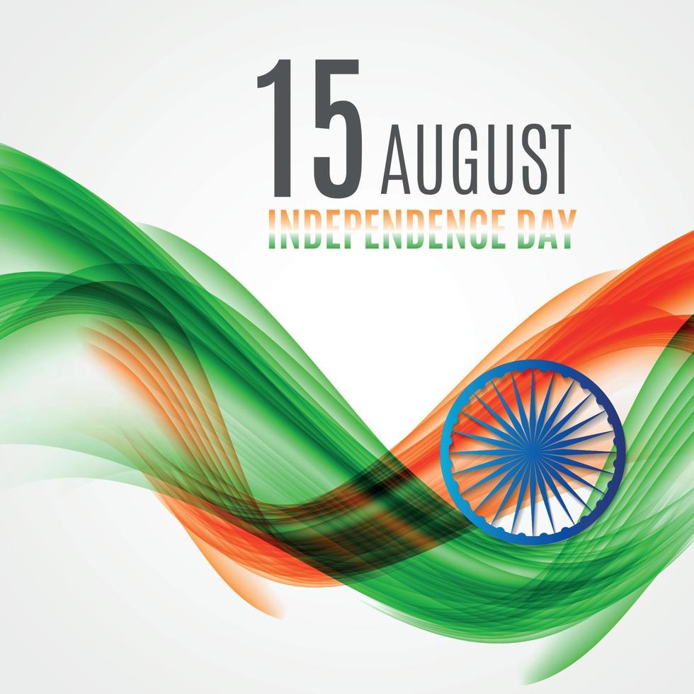 Indian Independence Day Background with Waves and  Ashoka Wheel. vector