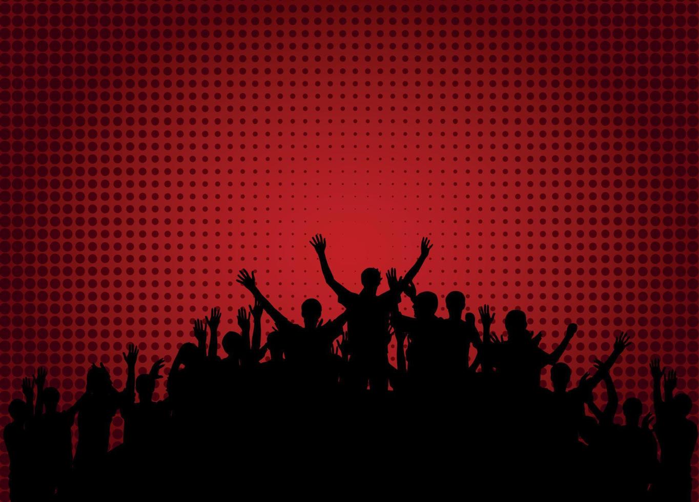 Crowd of happy, satisfied people silhouettes. Vector Illustration.