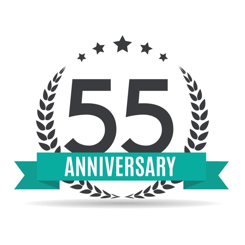 Template Logo 55 Years Anniversary Vector Illustration