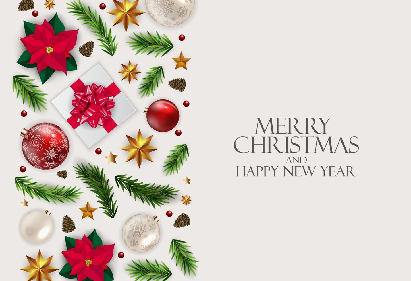 Holiday New Year and Merry Christmas Background. Vector Illustration