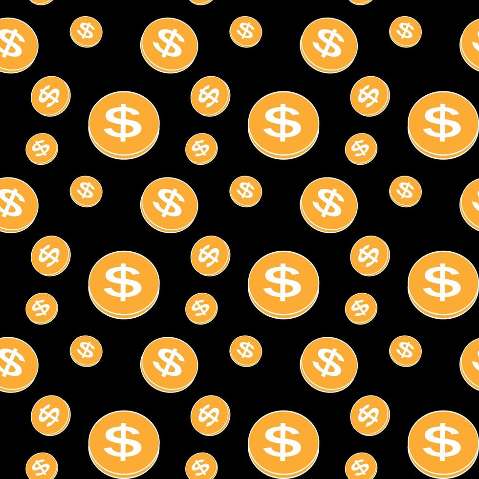 Seamless pattern of the coins. Vector Illustration.