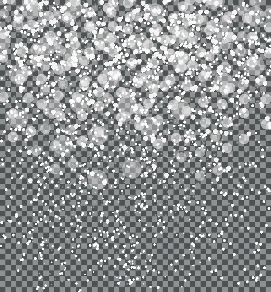 Snow on transparent background Abstract Christmas and New Year. Vector Illustration