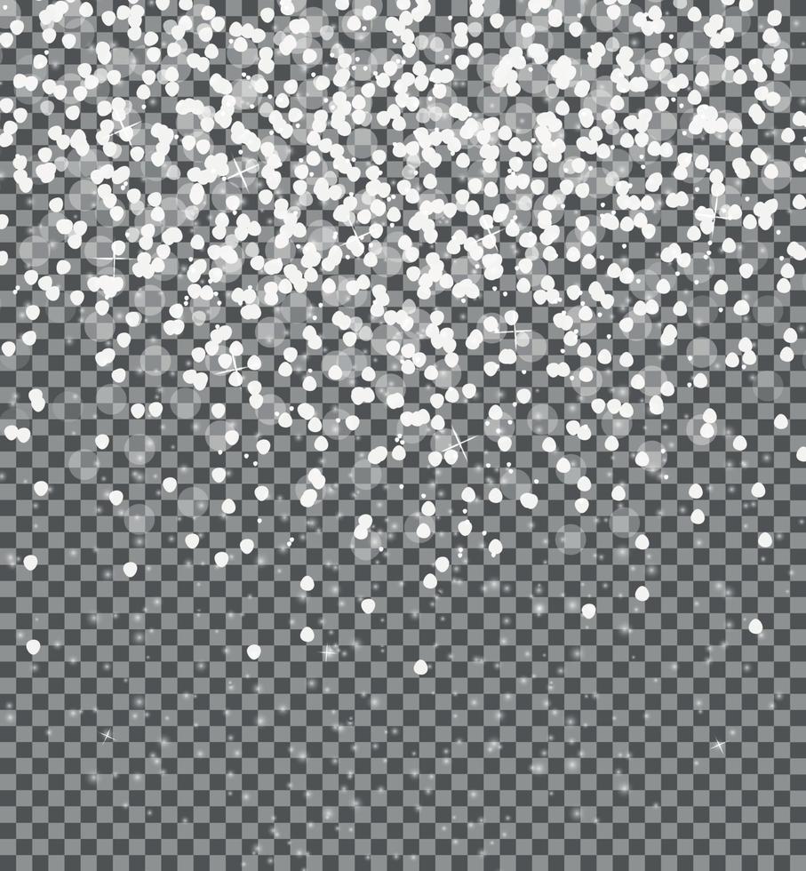 Snow on transparent background Abstract Christmas and New Year. Vector Illustration