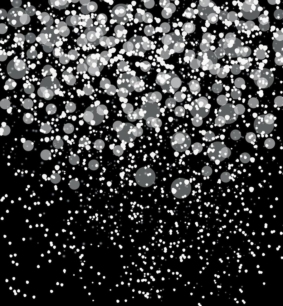 Snow on black background Abstract Christmas and New Year. Vector Illustration.