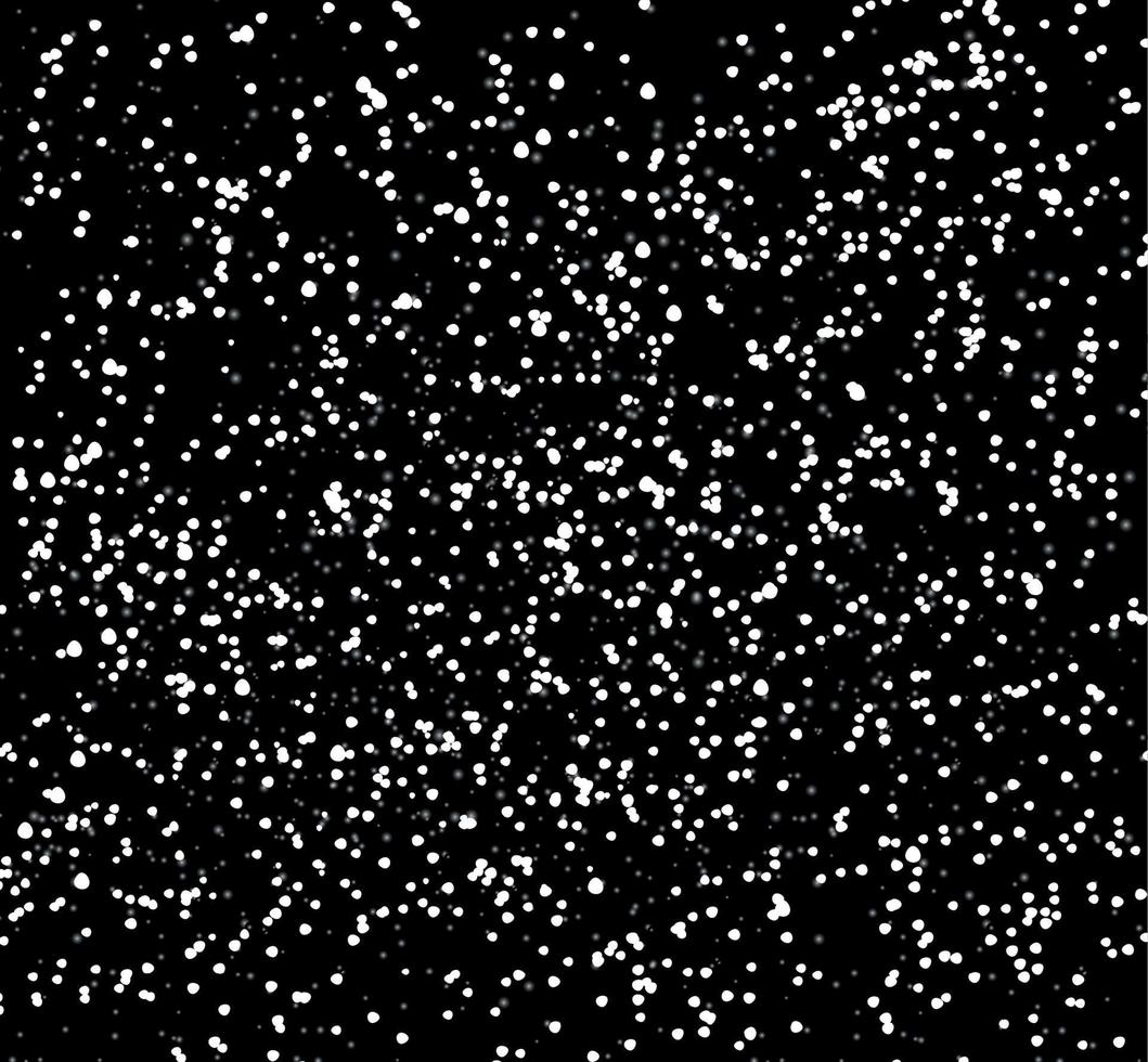 Snow on black background Abstract Christmas and New Year. Vector Illustration.