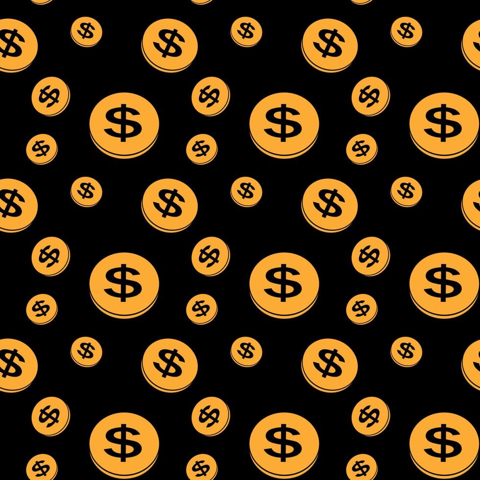 Seamless pattern of the coins. Vector Illustration.