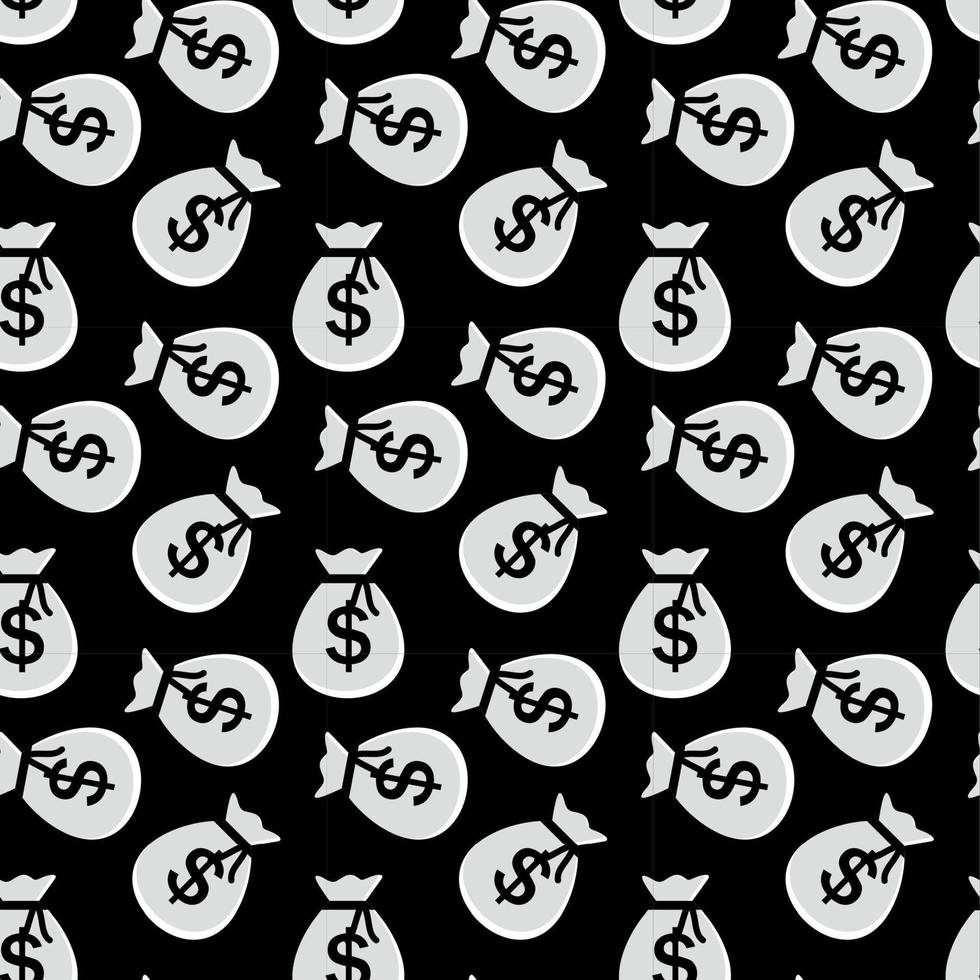 Seamless pattern of bags with money coins. Vector Illustration.