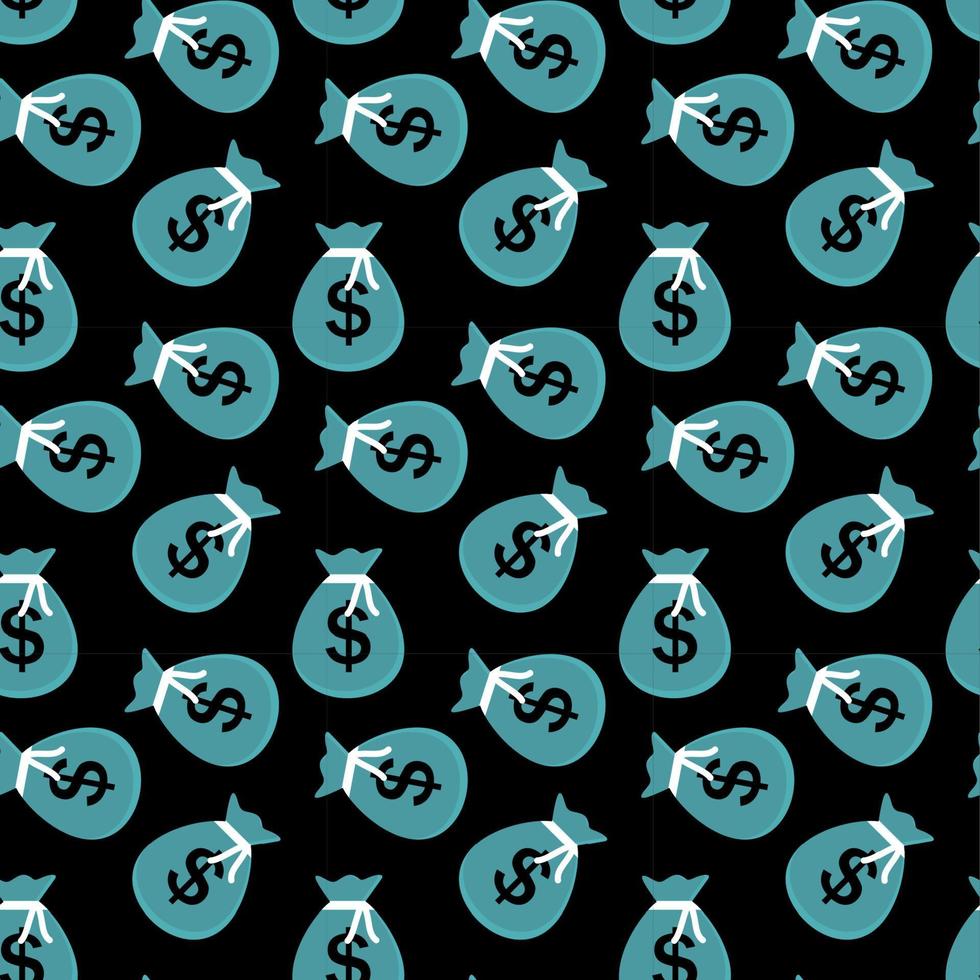 Seamless pattern of bags with money coins. Vector Illustration.