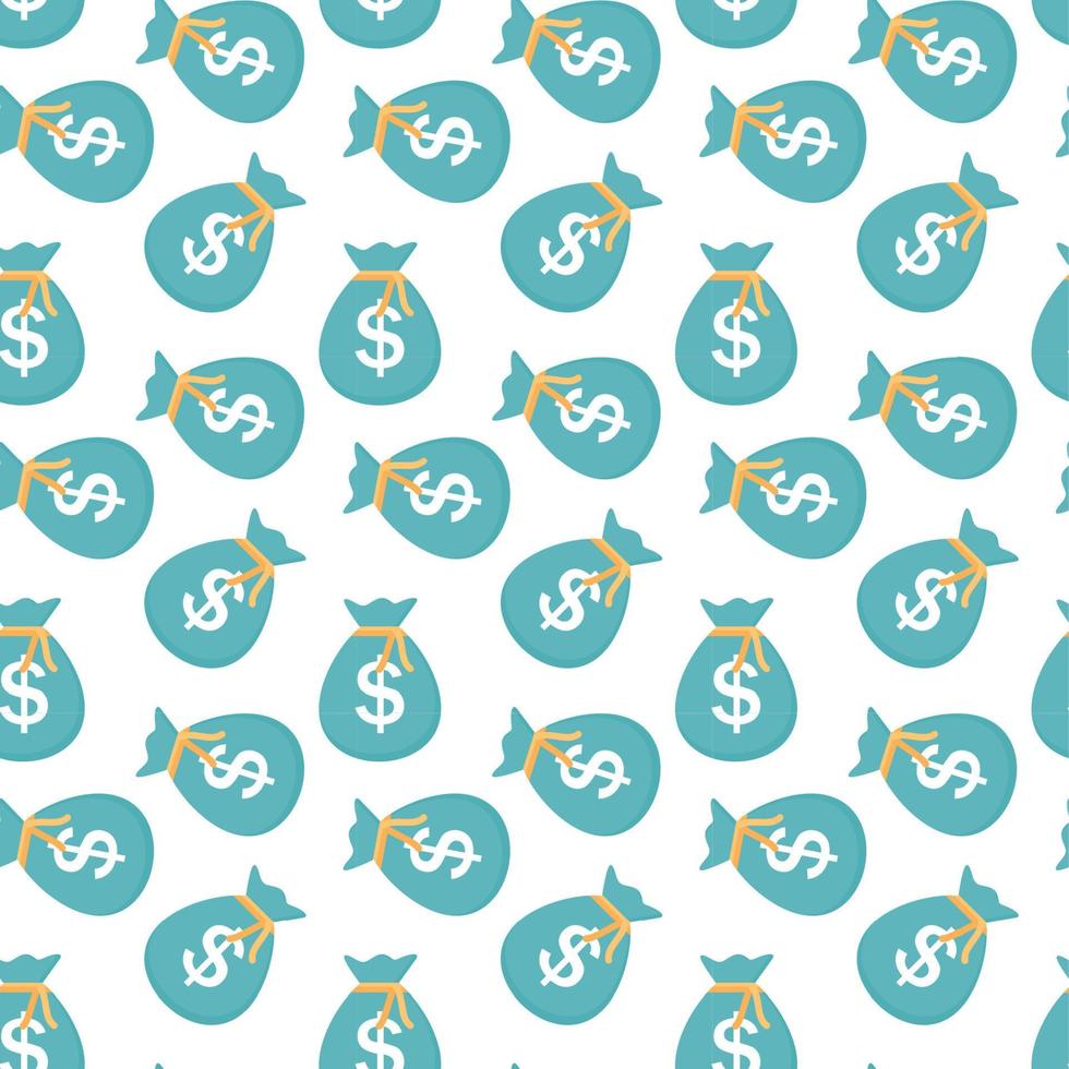 Seamless pattern of bags with money coins. Vector Illustration.