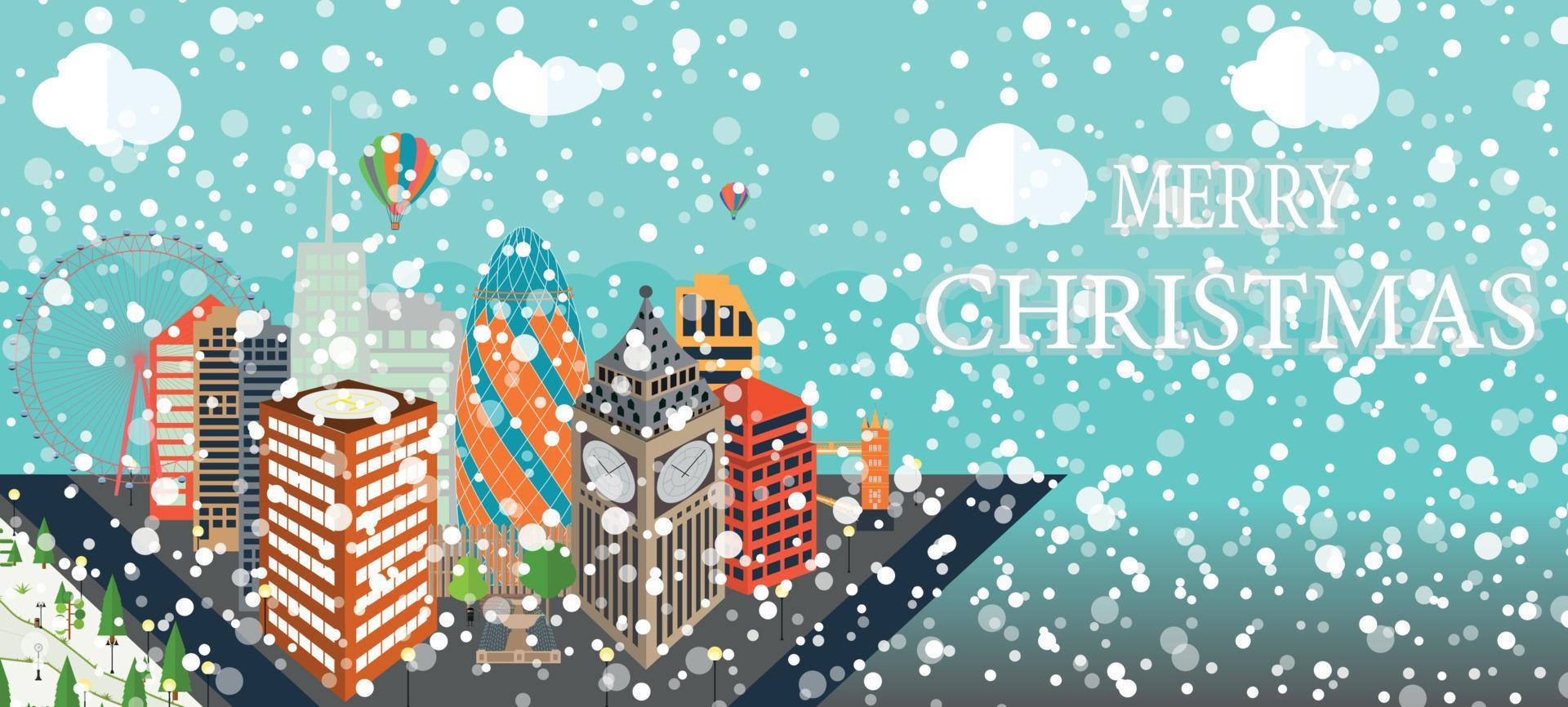 Reino Unido, silueta Navidad y año nuevo fondo de la ciudad de Londres. ilustración vectorial. vector