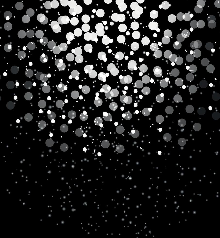 Snow on black background Abstract Christmas and New Year. Vector Illustration.
