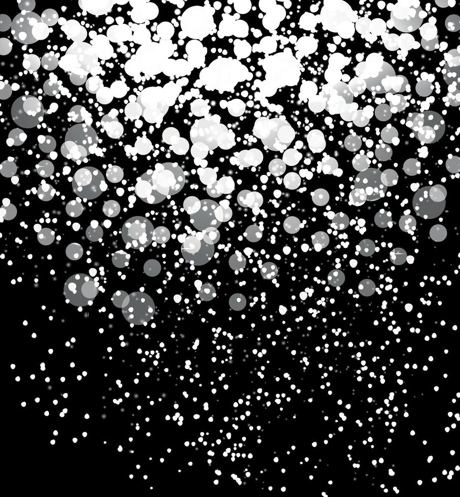 Snow on black background Abstract Christmas and New Year. Vector Illustration.