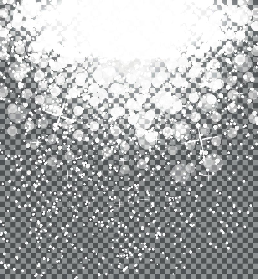 Snow on transparent background Abstract Christmas and New Year. Vector Illustration