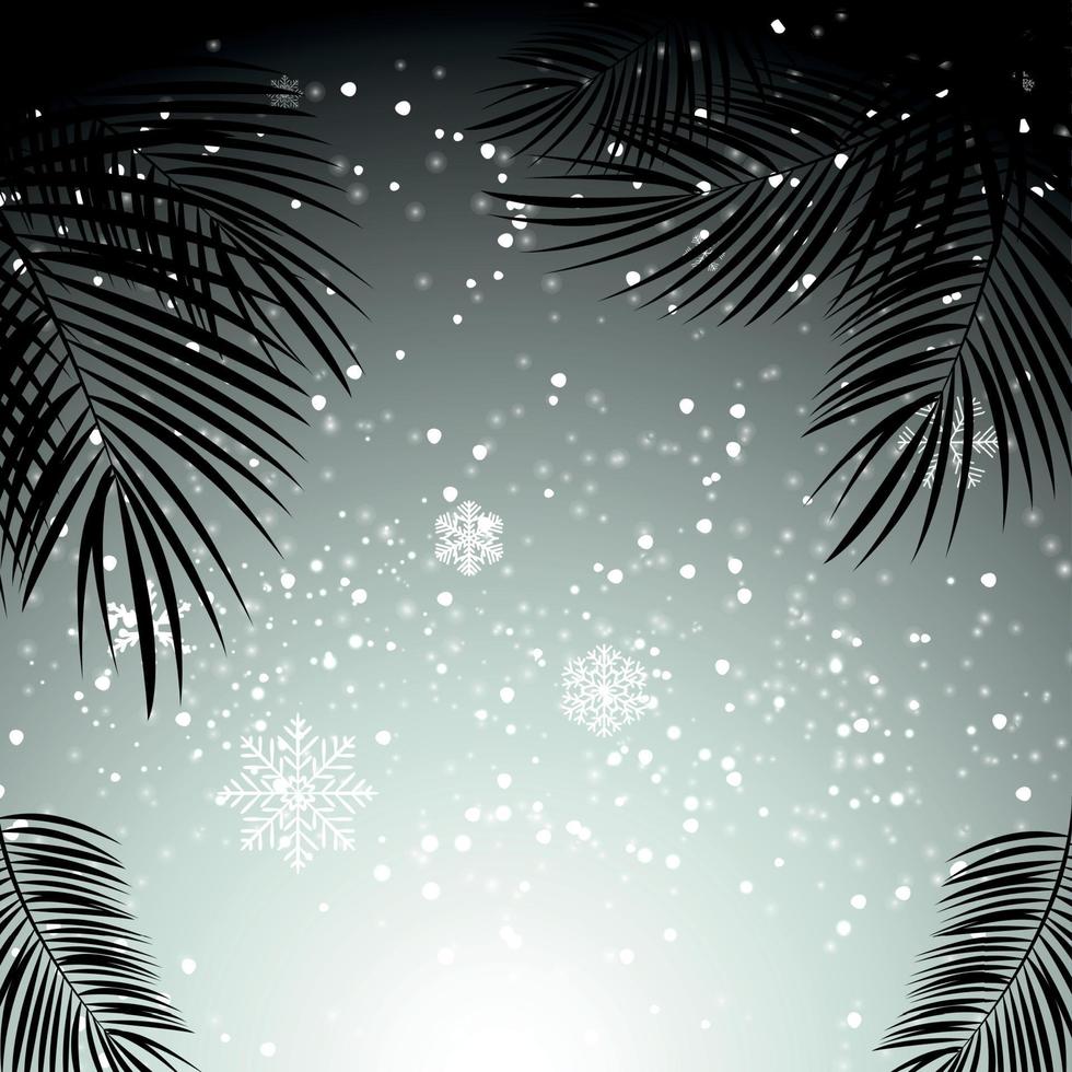 Navidad y año nuevo con hojas de palmera de fondo. ilustración vectorial. vector