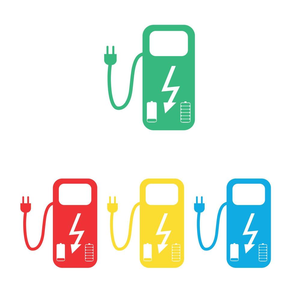 concepto de gasolinera para coches eléctricos con baterías. ilustración vectorial. vector