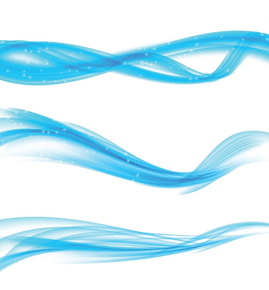 Set of Abstract Blue Wave Set on Transparent  Background. Vector Illustration