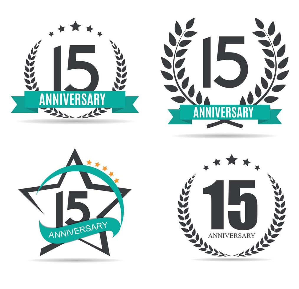 plantilla logo 15 años aniversario set vector illustration