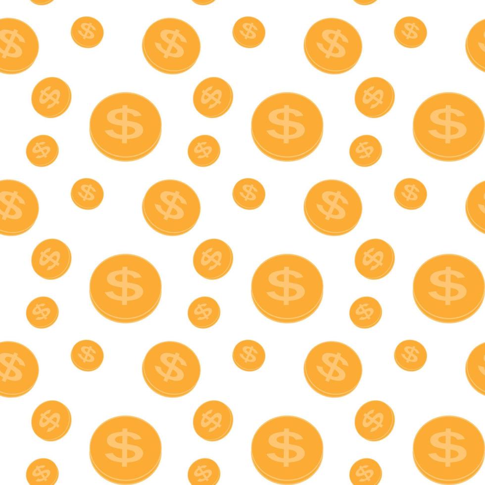 Seamless pattern of the coins. Vector Illustration.
