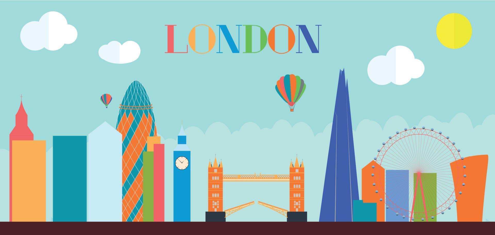 UK, Silhouette London city background. Vector Illustration.