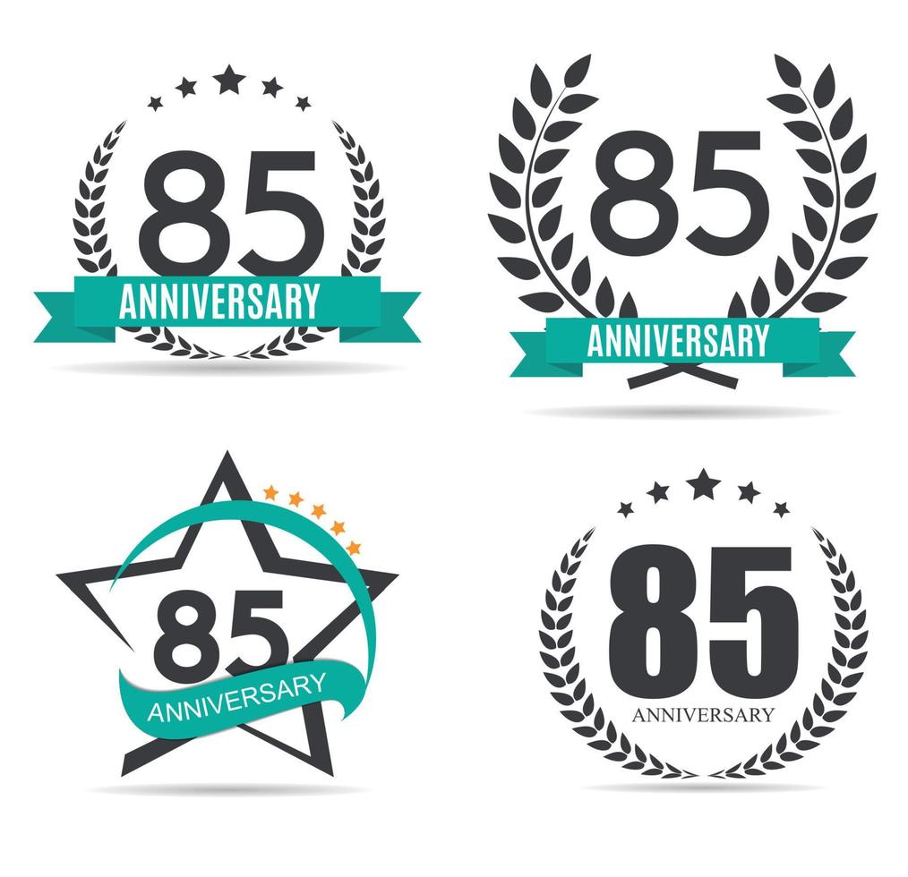 Template Logo 85 Years Anniversary Set Vector Illustration