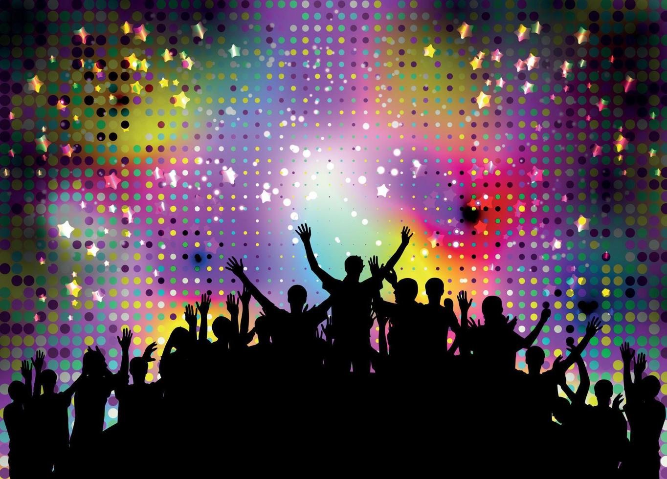 Crowd of happy, satisfied people silhouettes. Vector Illustration.