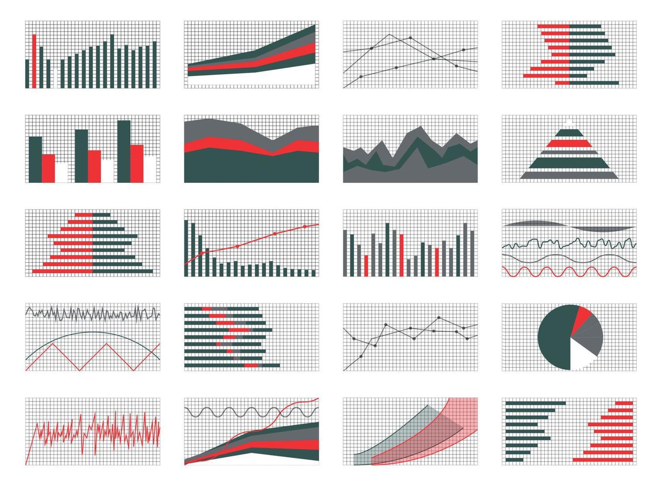 Set of Graphs and Charts. Data and Statistic, Informative Infographics. Vector Illustration.