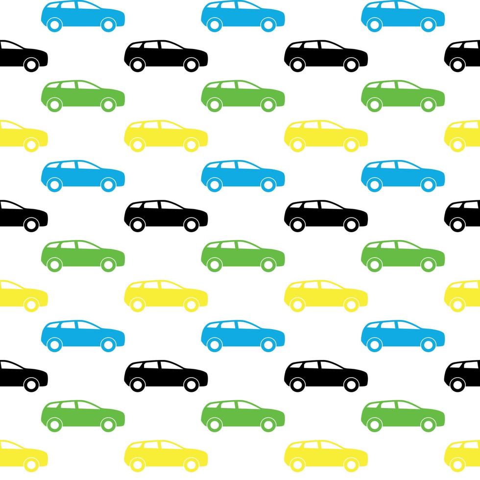 Seamless pattern Colorful Car silhouette. Vector Illustration.