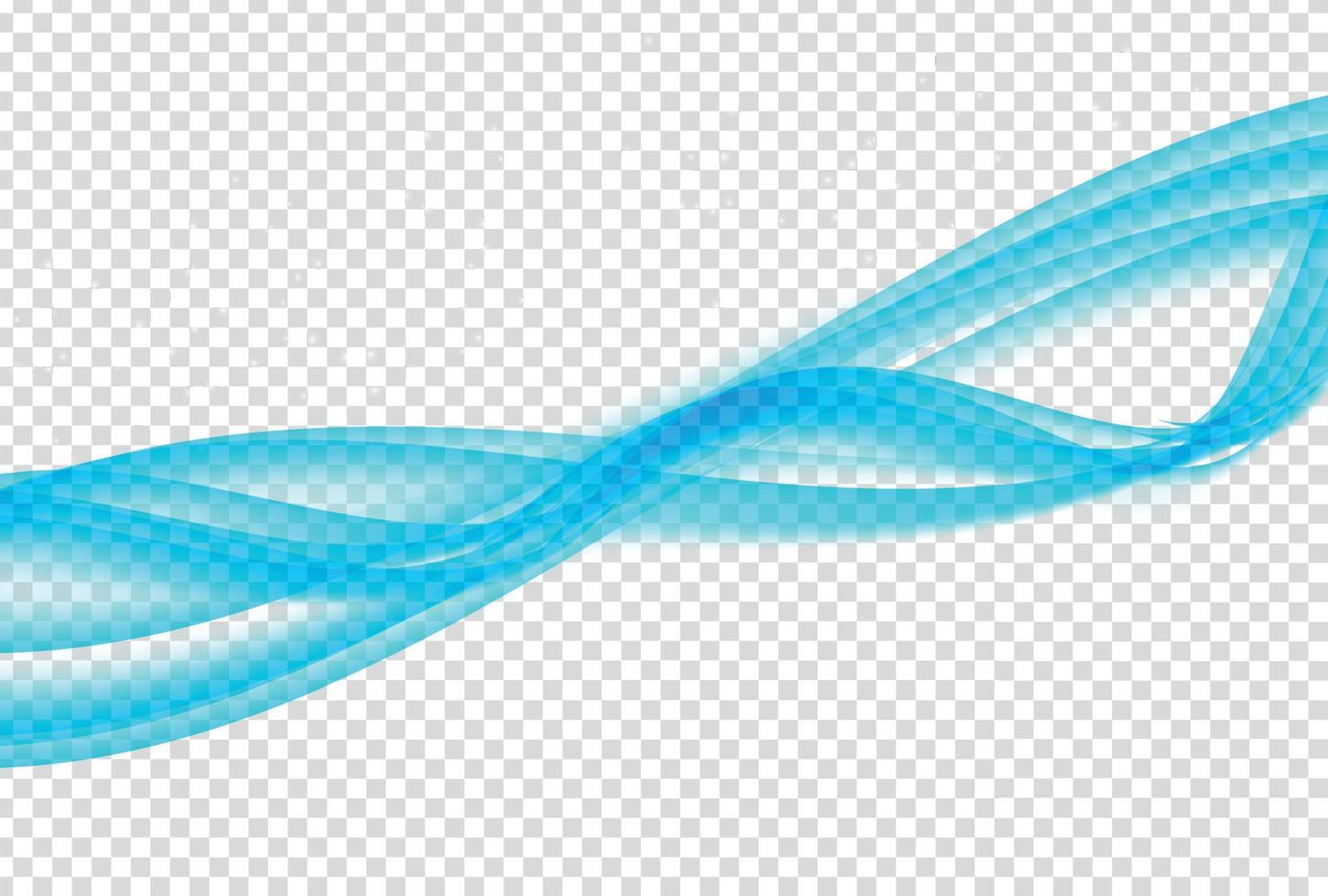 Abstract Blue Wave Set on Transparent  Background. Vector Illustration