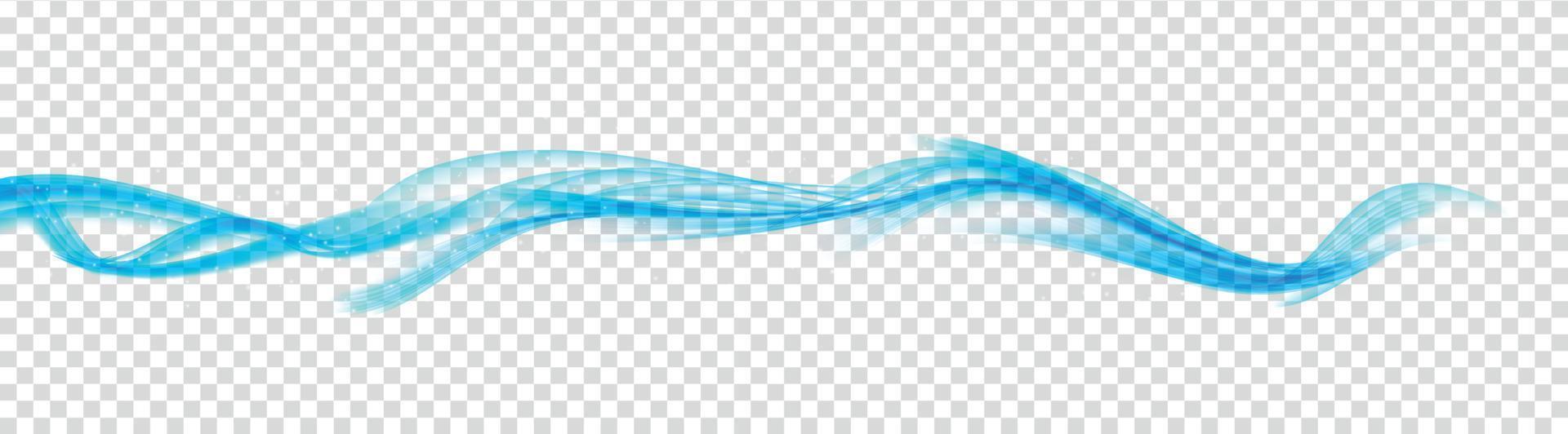 Set of Abstract Blue Wave Set on Transparent  Background. Vector Illustration