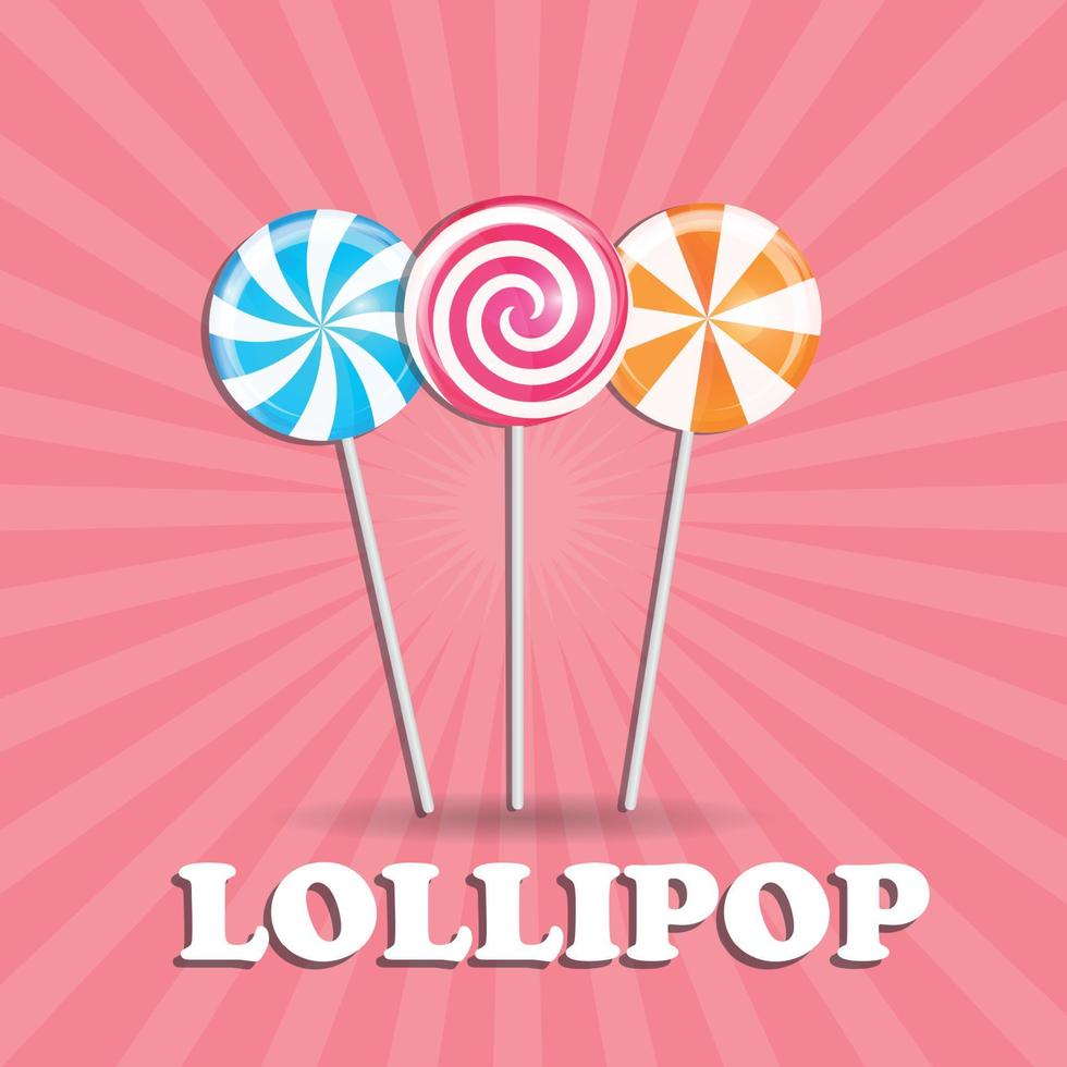 Realistic Sweet Lollipop Candy Background. Vector Illustration