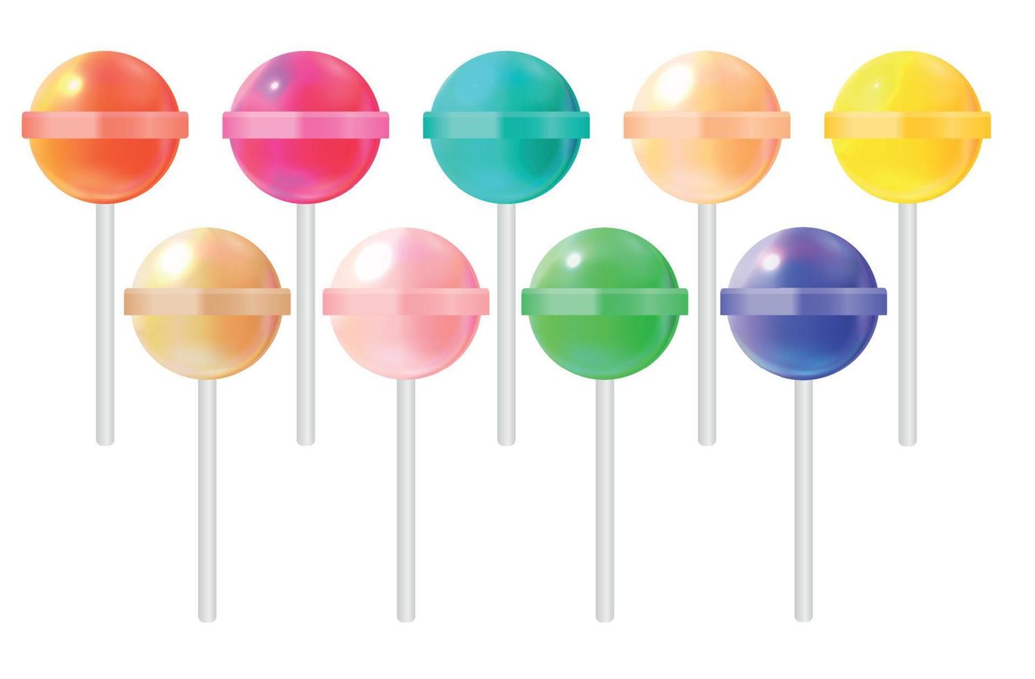 Realistic Sweet Lollipop Candy Set on White Baclground. Vector Illustration