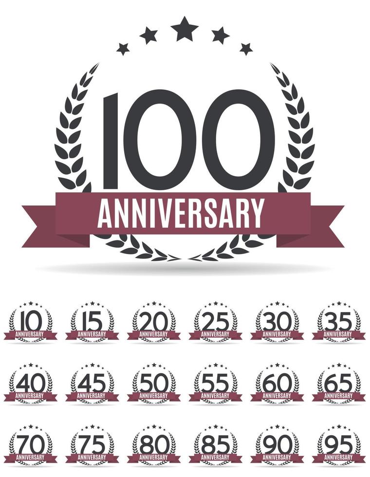 Big Collection Set of Template Logo Anniversary Vector Illustration