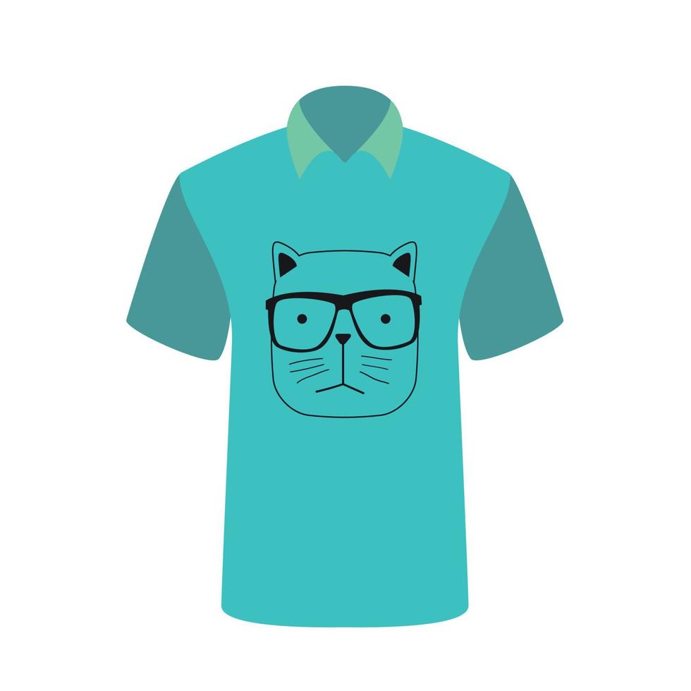 camiseta con la imagen del gato de dibujos animados. ilustración vectorial. vector