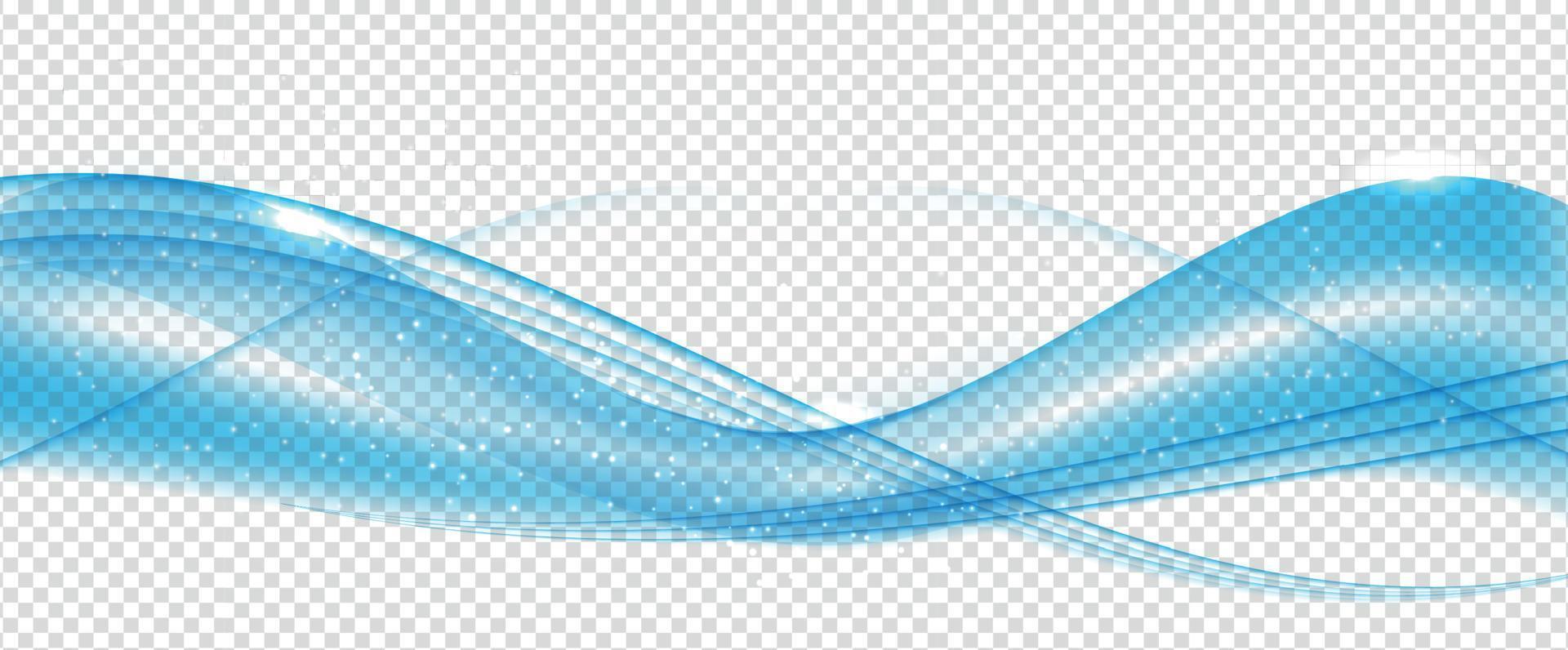 Abstract Blue Wave Set on Transparent Background. Vector Illustration