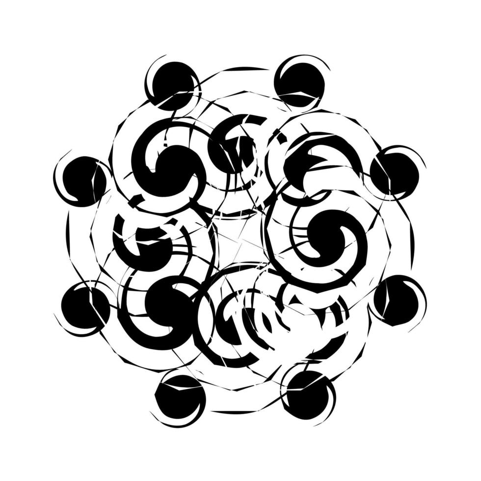 Black and White Abstract Psychedelic Art Background. Vector Illustration.