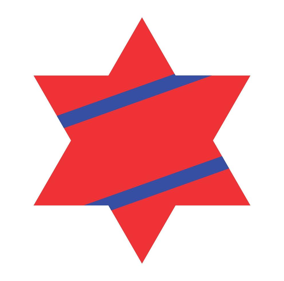 estrella judía roja con rayas azules sobre fondo blanco. ilustración vectorial. vector