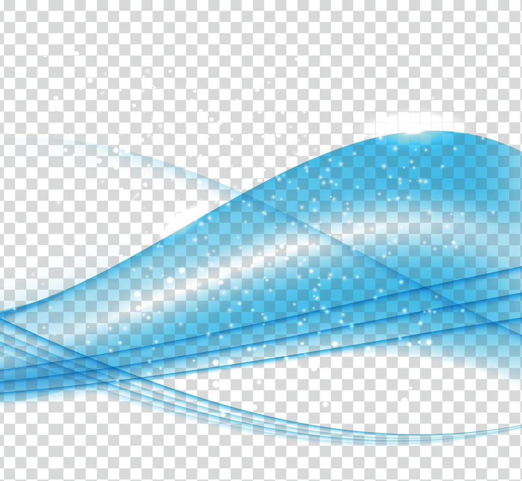 Abstract Blue Wave Set on Transparent Background. Vector Illustration