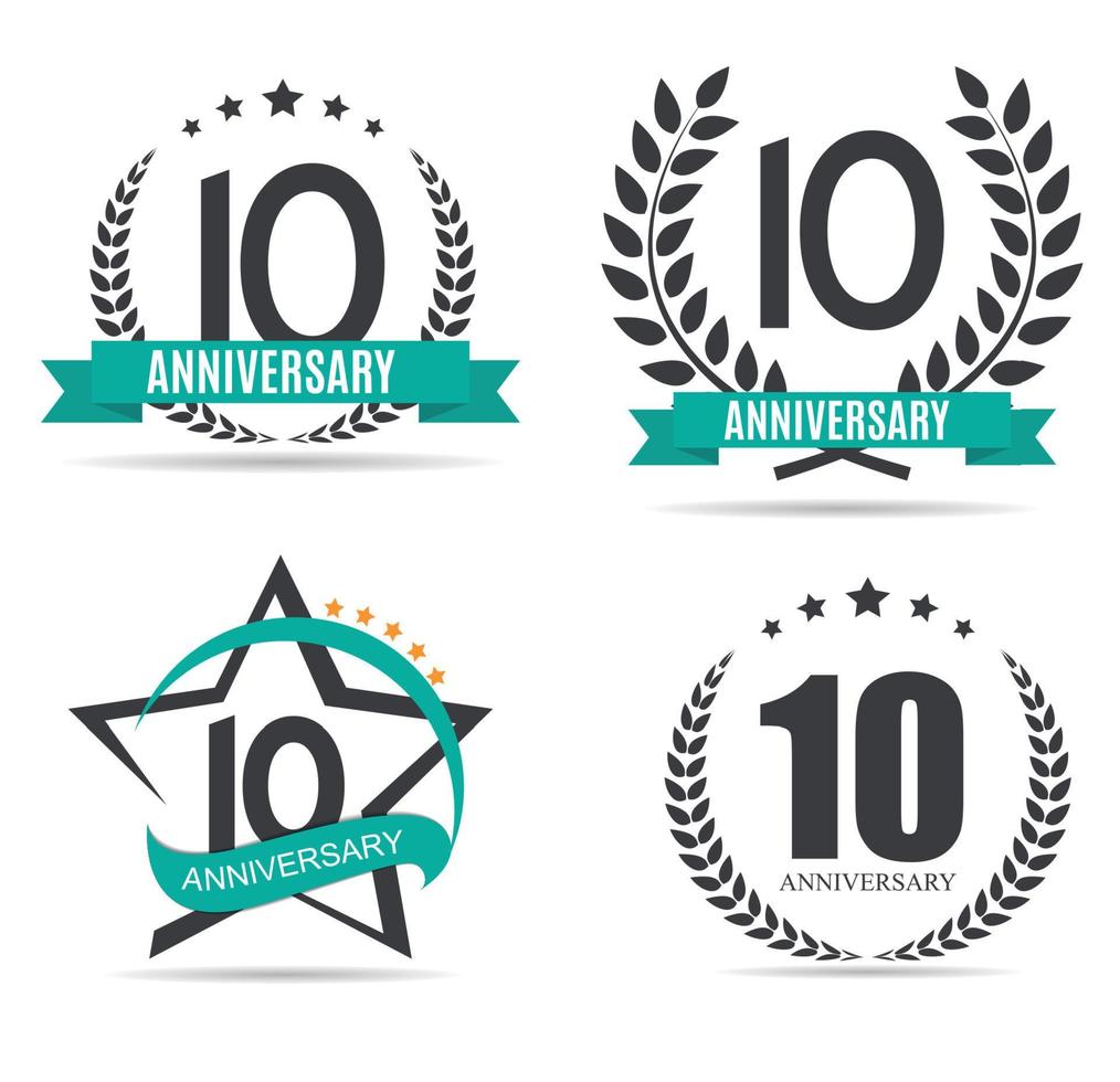 Template Logo 10 Years Anniversary Set Vector Illustration