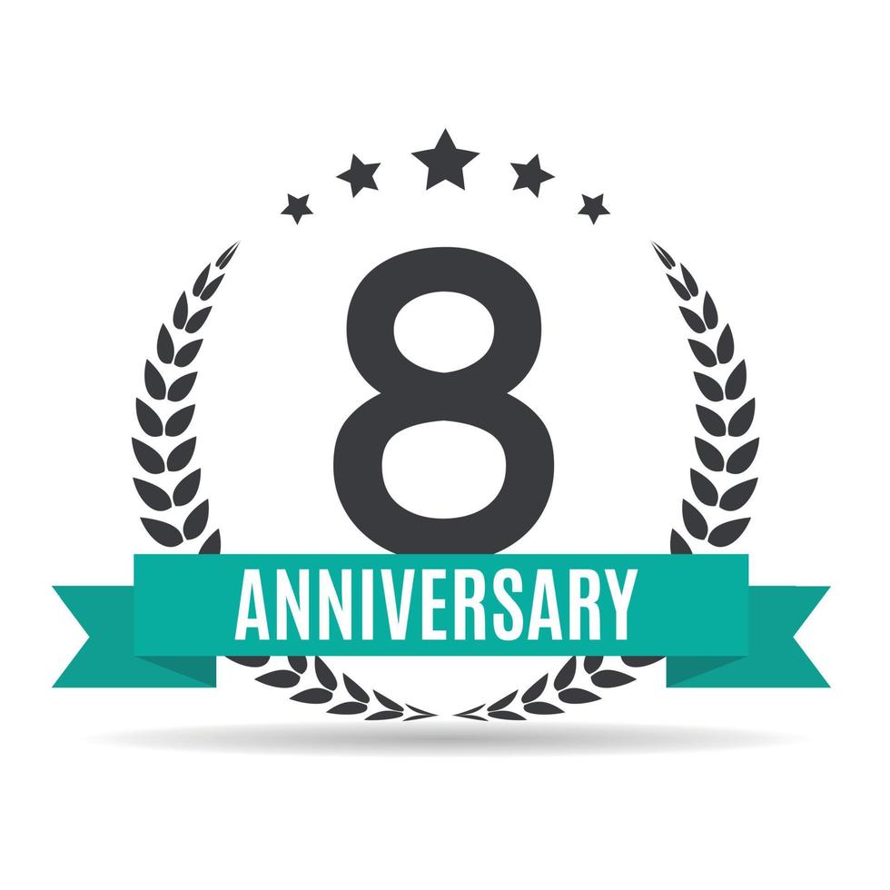 Template Logo 8 Years Anniversary Vector Illustration