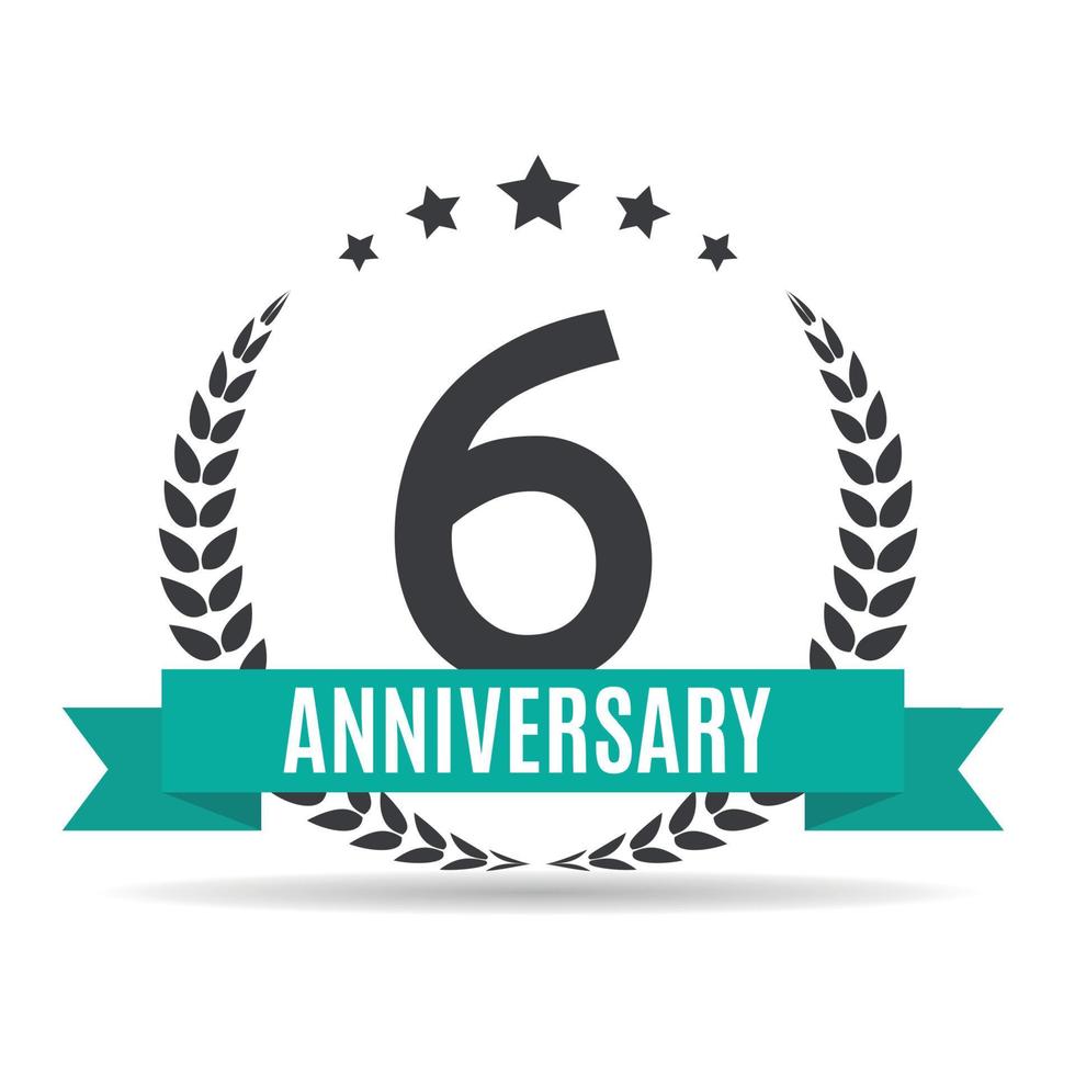 Template Logo 6 Years Anniversary Vector Illustration