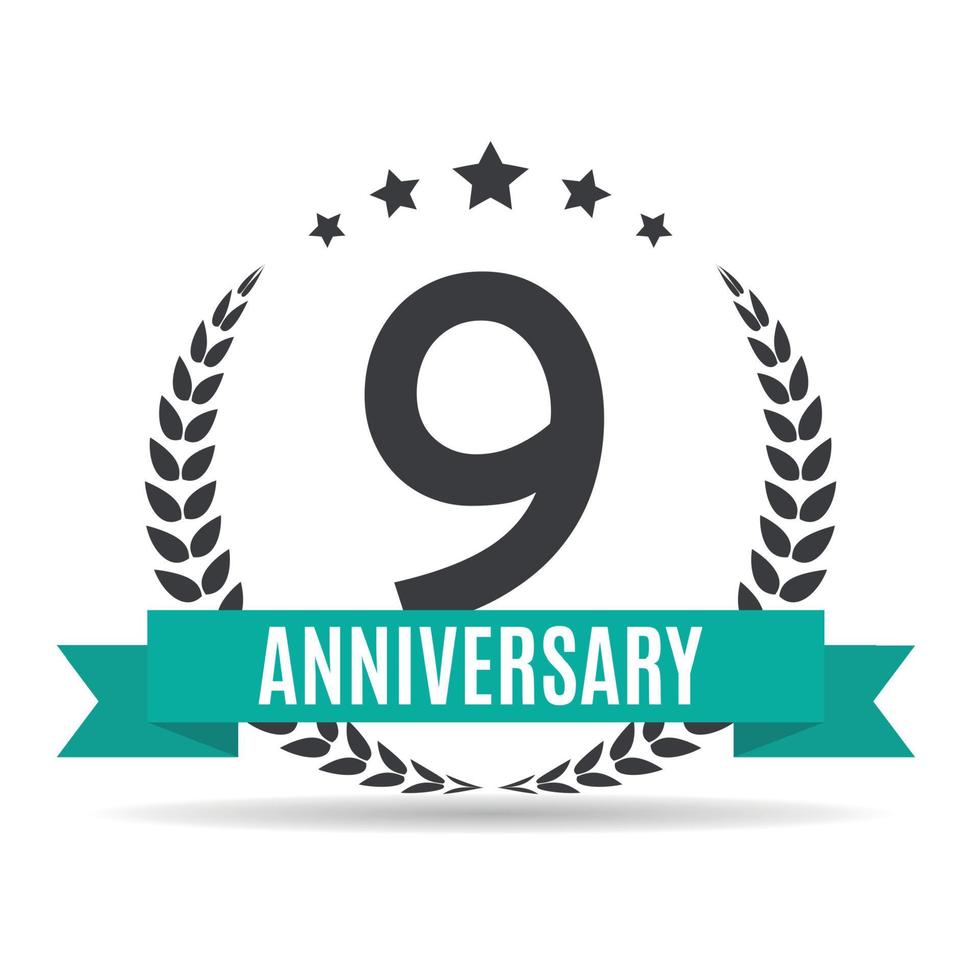 Template Logo 9 Years Anniversary Vector Illustration