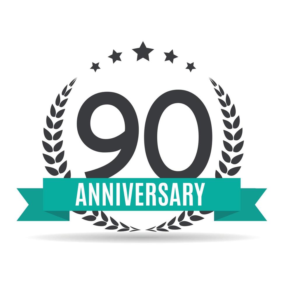 Template Logo 90 Years Anniversary Vector Illustration