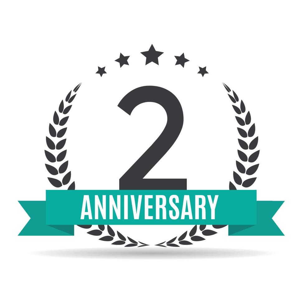 Template Logo 2 Years Anniversary Vector Illustration
