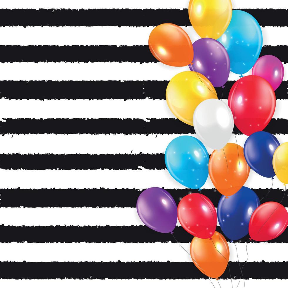 Glossy Happy Birthday Balloons Background Vector Illustration