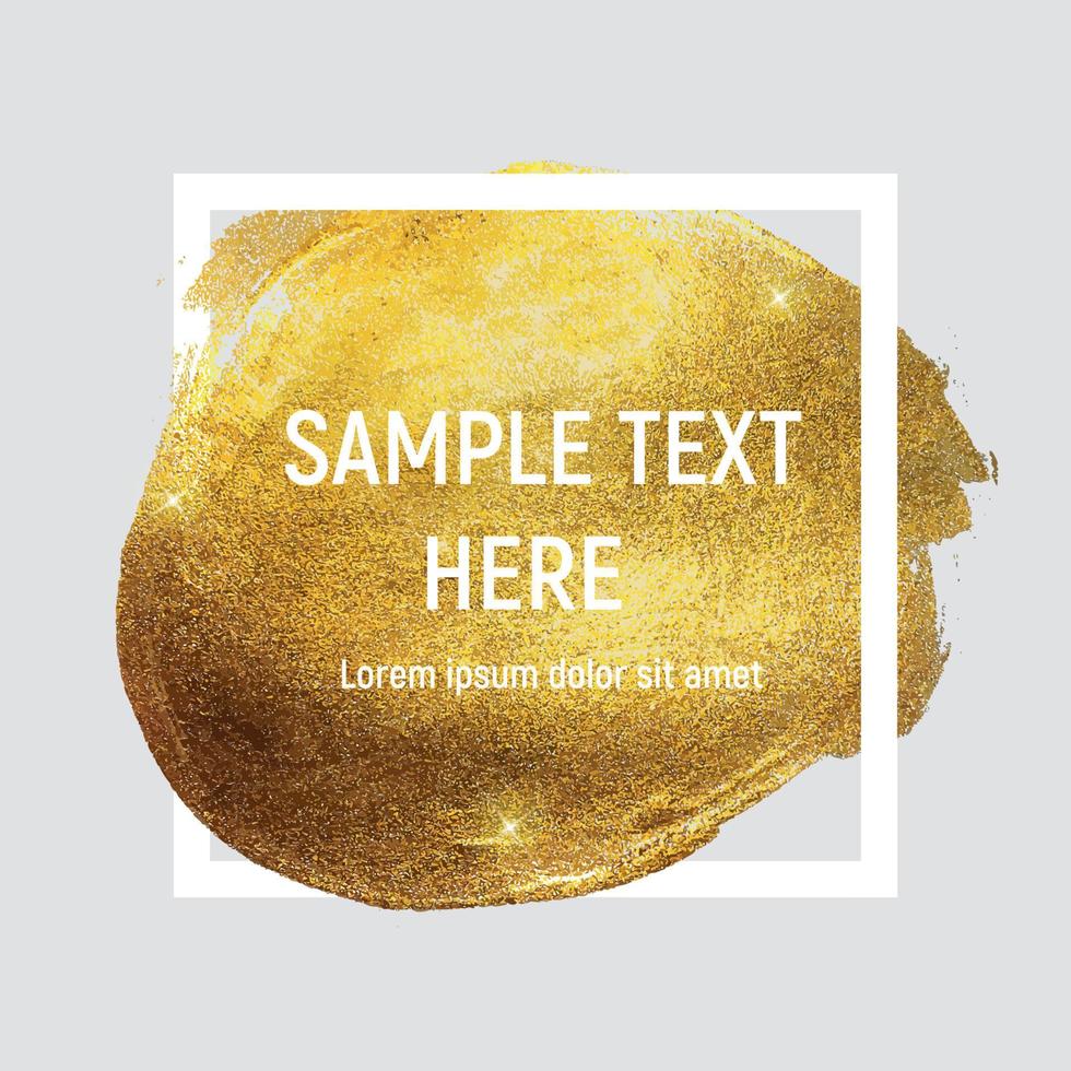 Gold Paint Glittering Textured Art with Frame and Sample Text Vector Ilustration