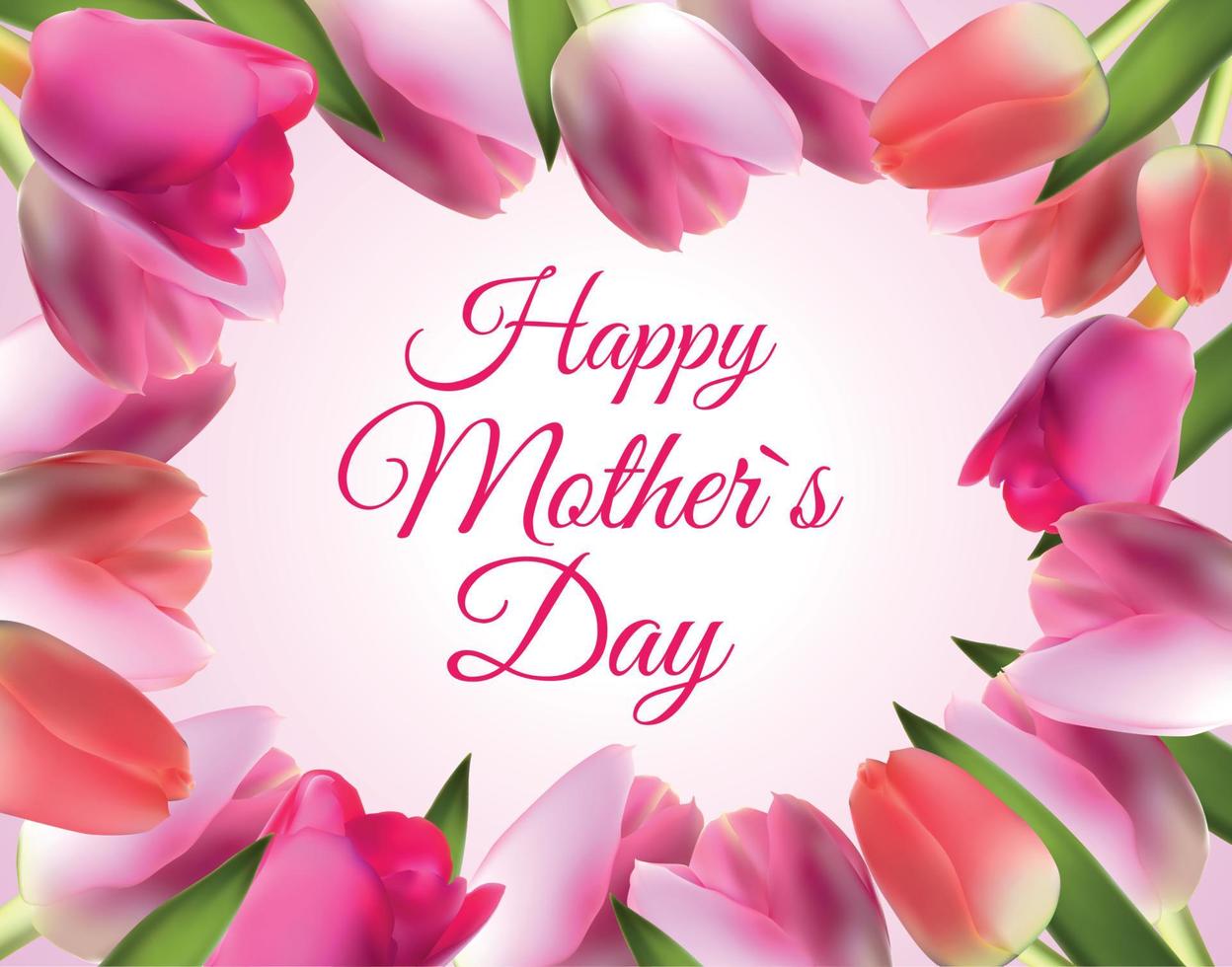 Happy Mother Day Cute Background with Flowers. Vector Illustration