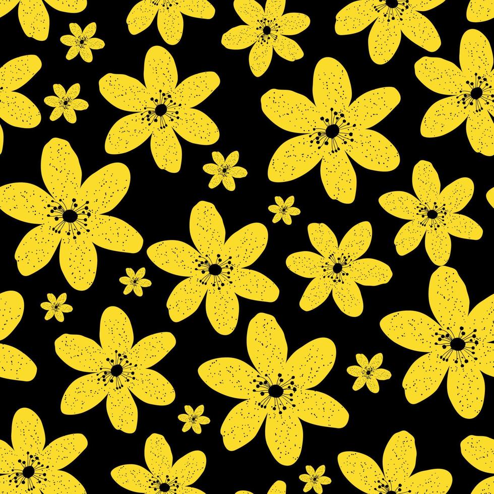 Abstract Natural Seamless Pattern Background with Yellow Flowers. Vector Illustration